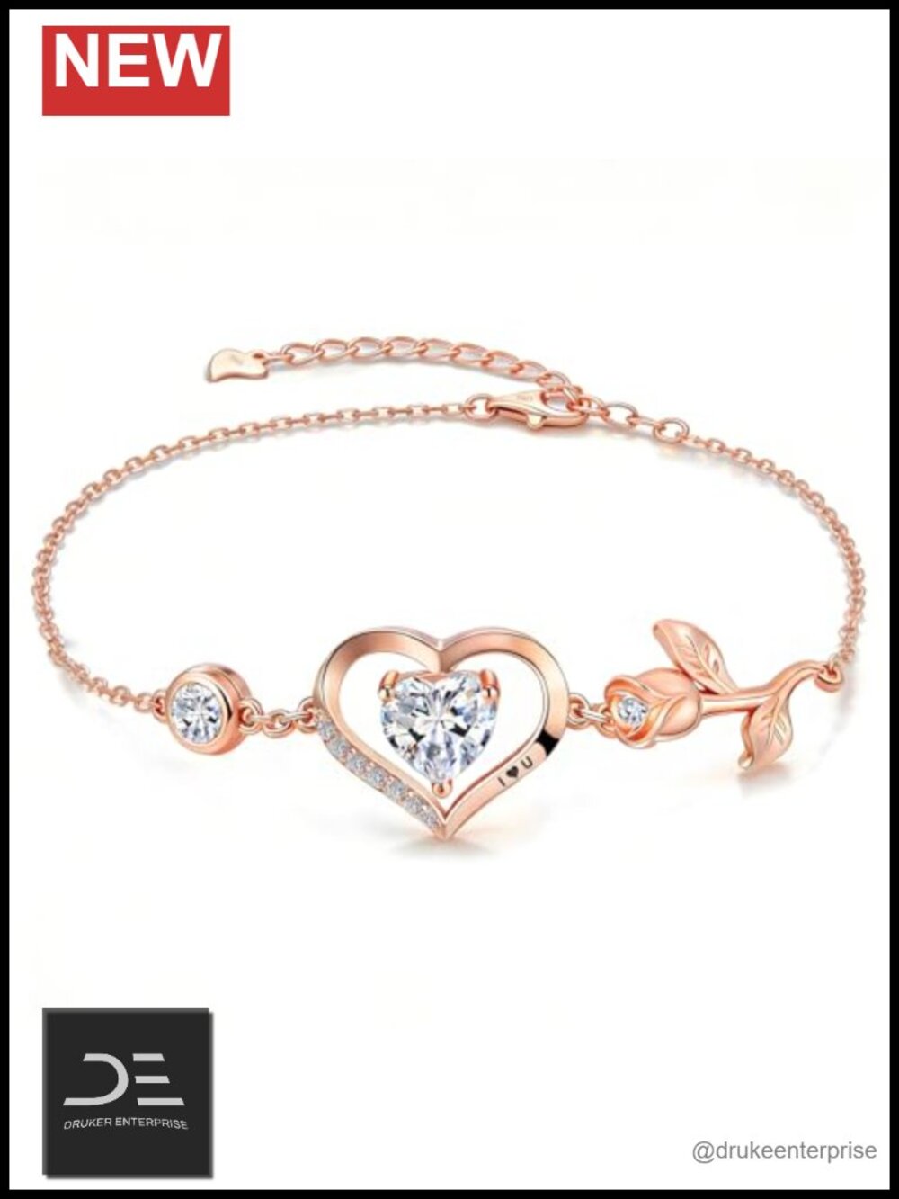 1CT Moissanite Heart Birthstone Bracelet S925 Silver 18K Rose Gold Plated